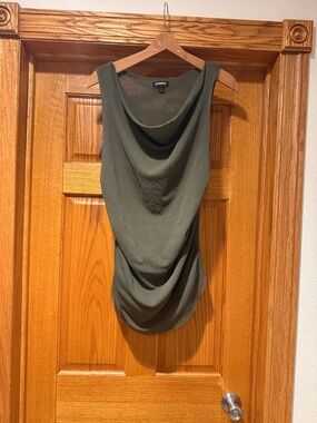 Express Olive Green Sleeveless Cowl Neck Tank